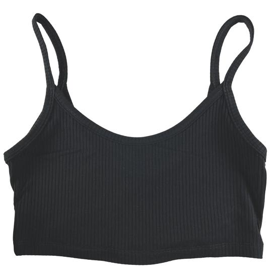 A wireless bra top with ribs