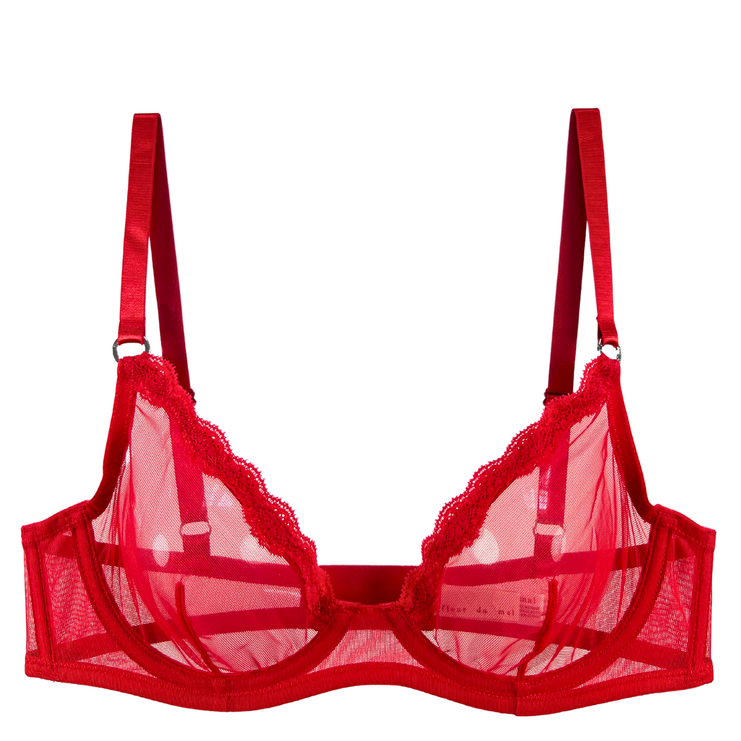 Balconette bra and tulle g-string Woman, Red