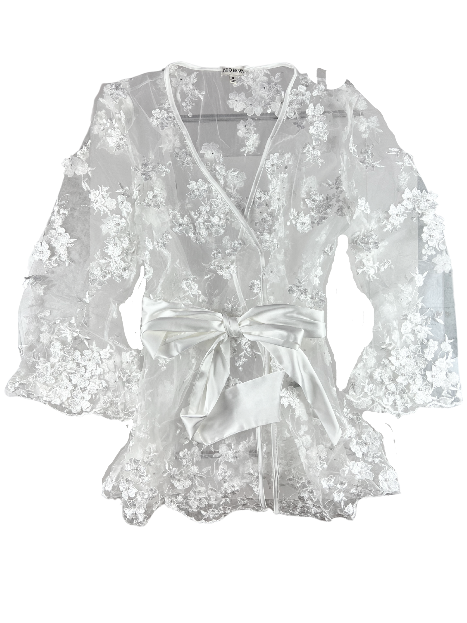 Kilo Brava 3D White Floral Short Robe