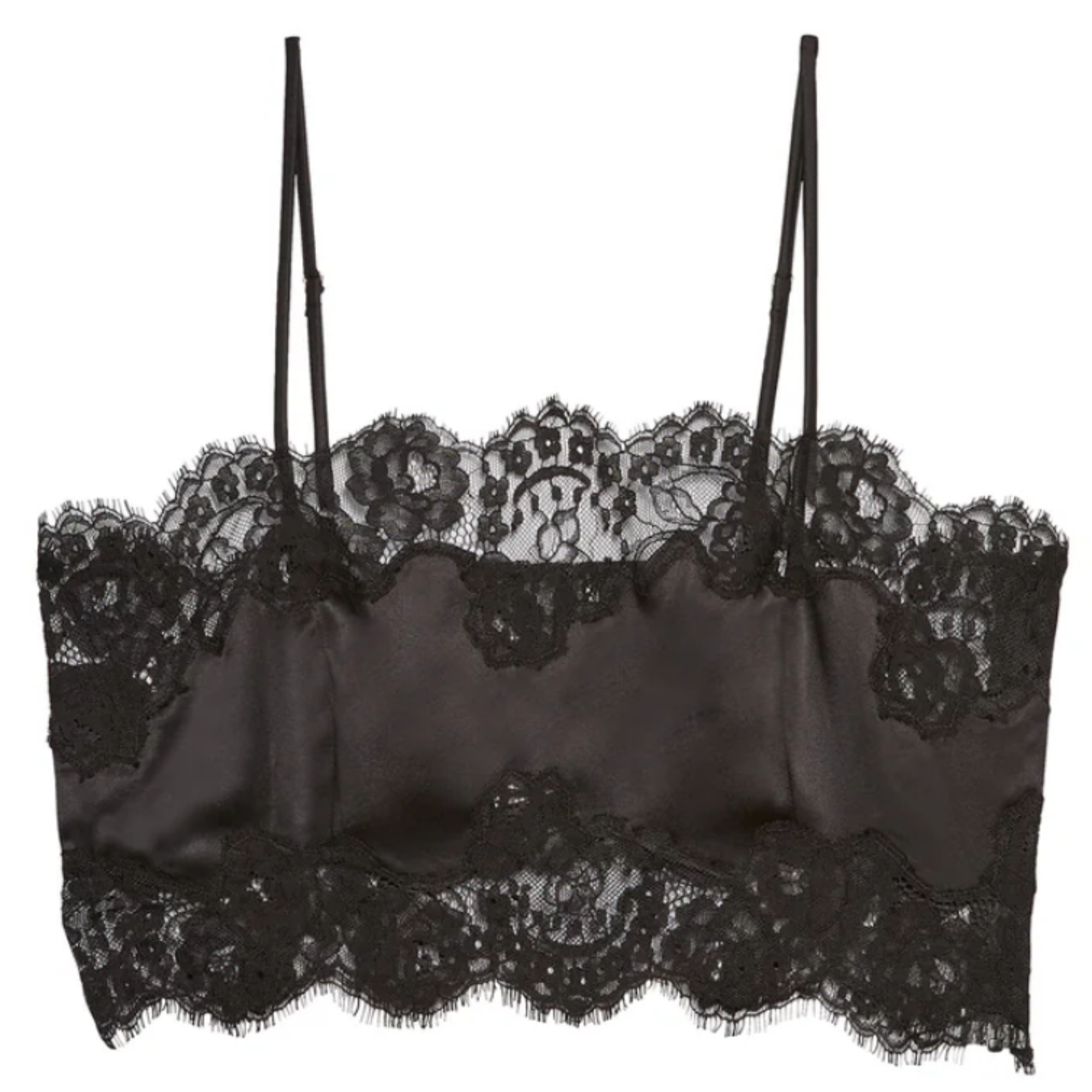 Fleur du Mal Silk and Lace Bandeau Top