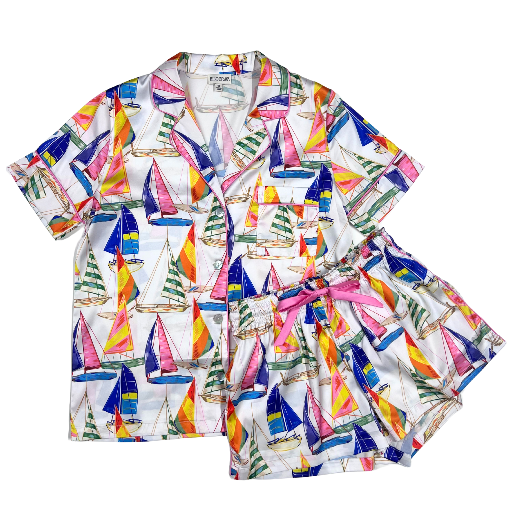 Kilo Brava Satin Sail Away Short PJ Set