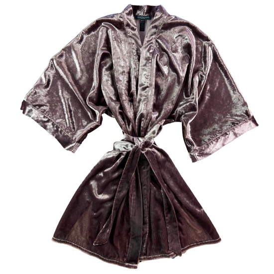 Samantha Chang Classic Silk Short Kimono Shimmer Velvet