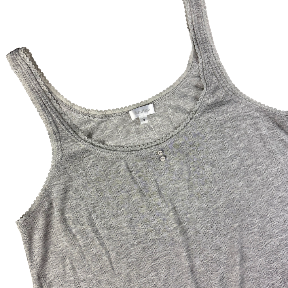 grey chemise on white background close up
