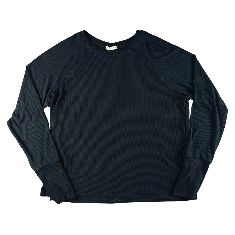 Black long-sleeve shirt on a white background