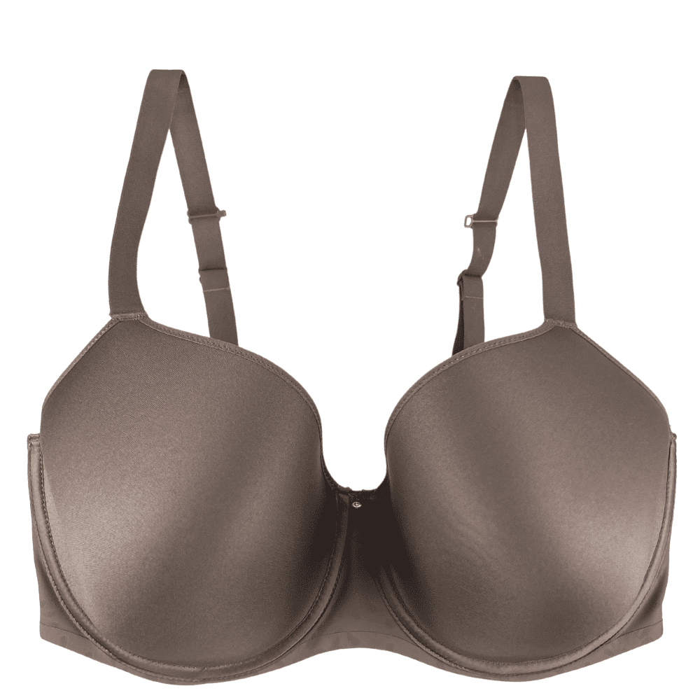 Chantelle Comfort Chic back smoothing T-shirt bra in hazelnut, front view on white background, close-up.