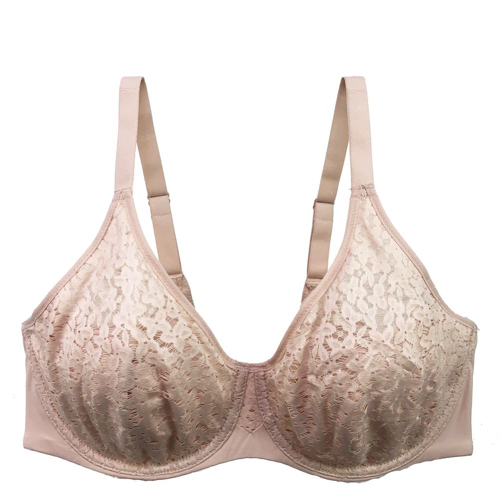 Chantelle norah comfort underwire bra in nude blush, front view on a white background, close-up.