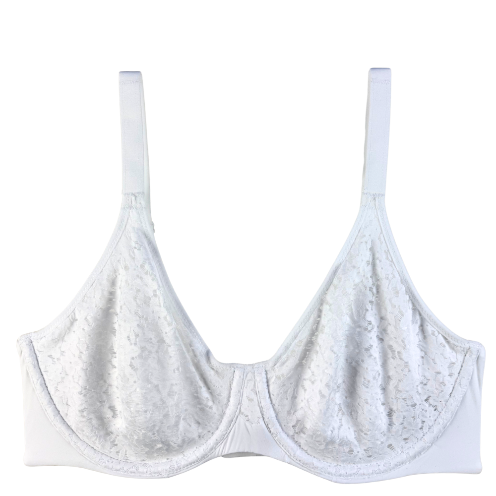 White lace bra on a white background