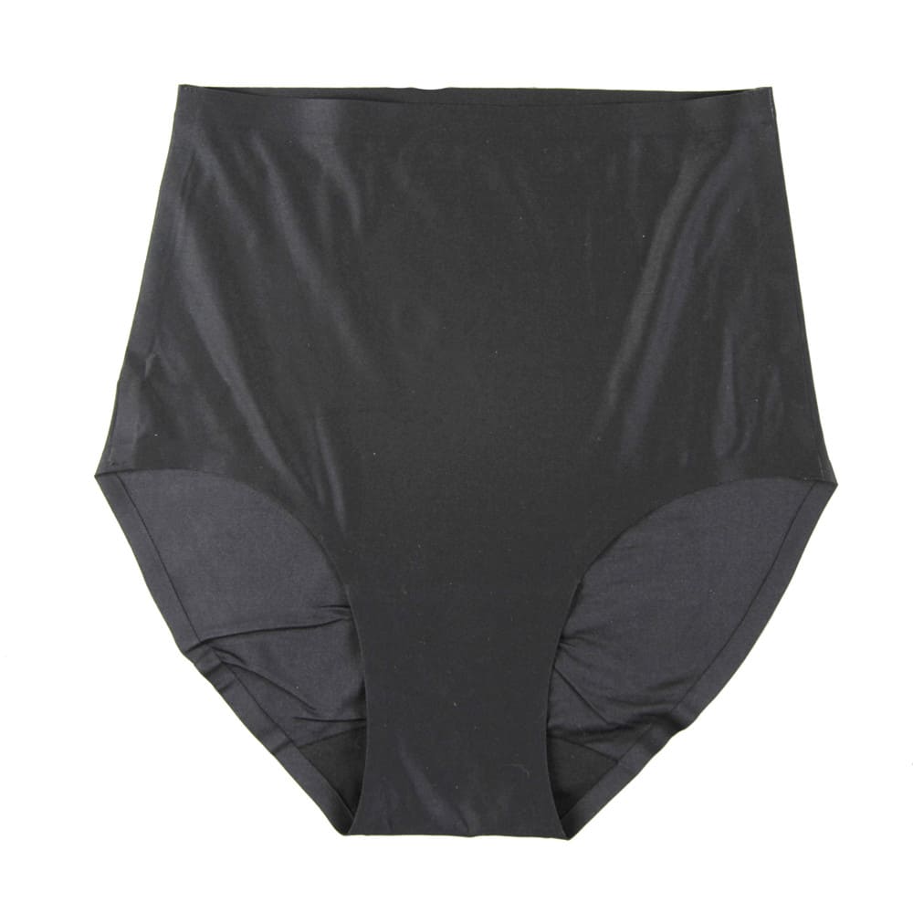 Chantelle soft stretch high rise brief in black, front view on a white background, close-up.