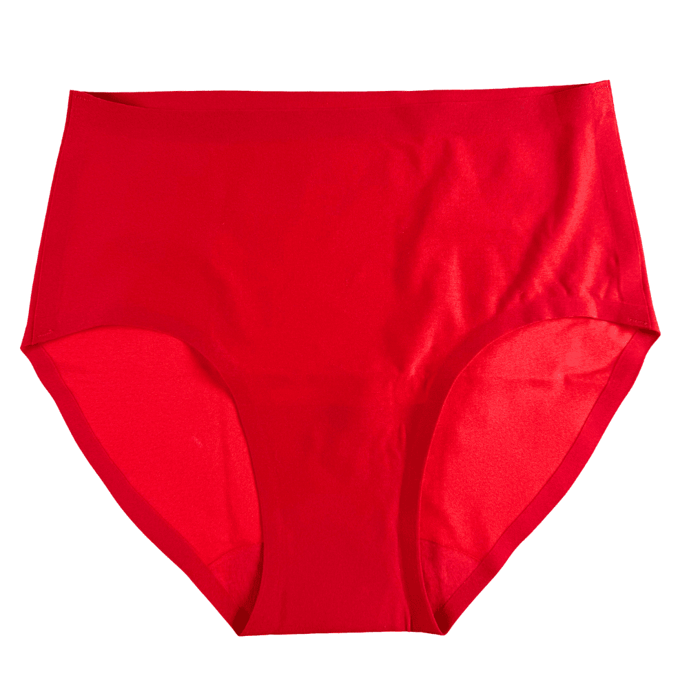 Chantelle soft stretch hipster in poppy red, front view on a white background.