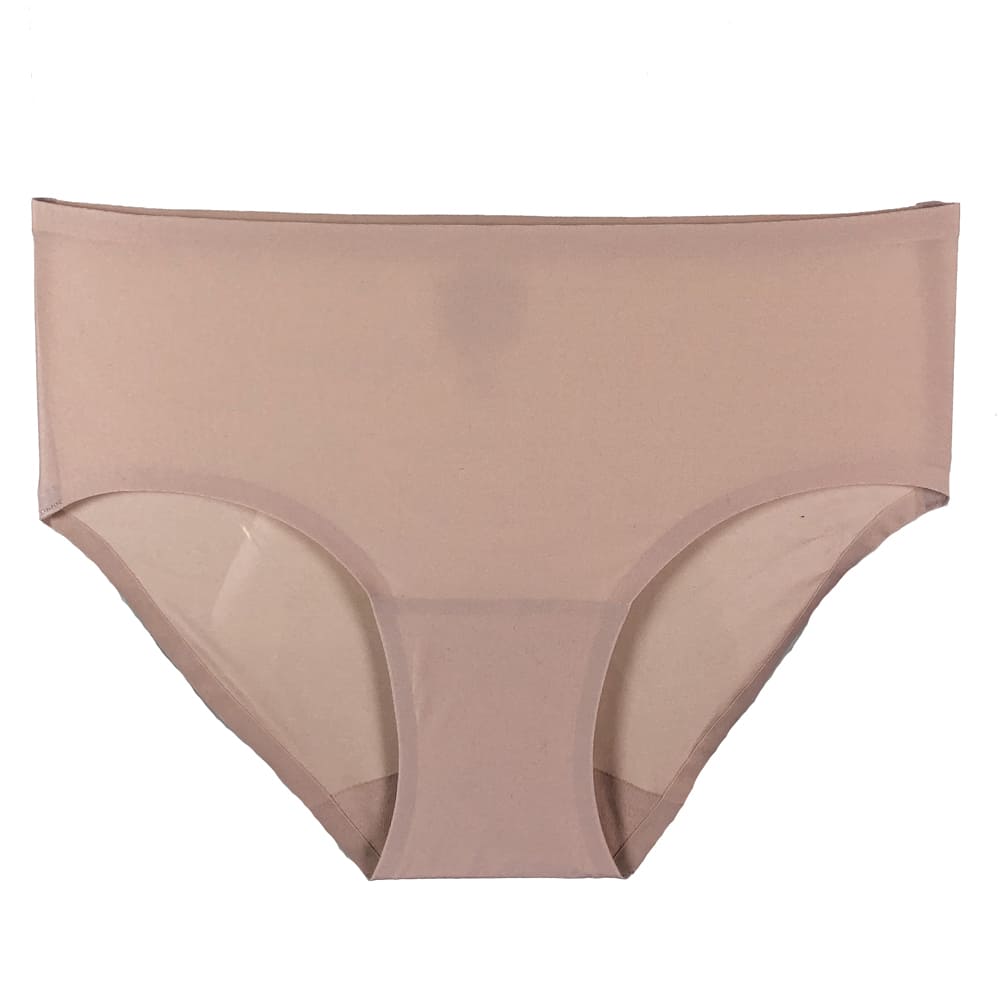Chantelle soft stretch hipster in ultra nude, front view on a white background, close-up.