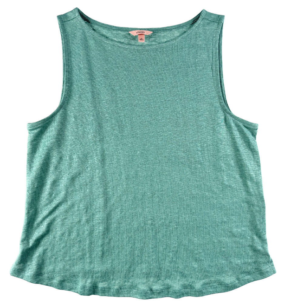 Green tank top on a white background