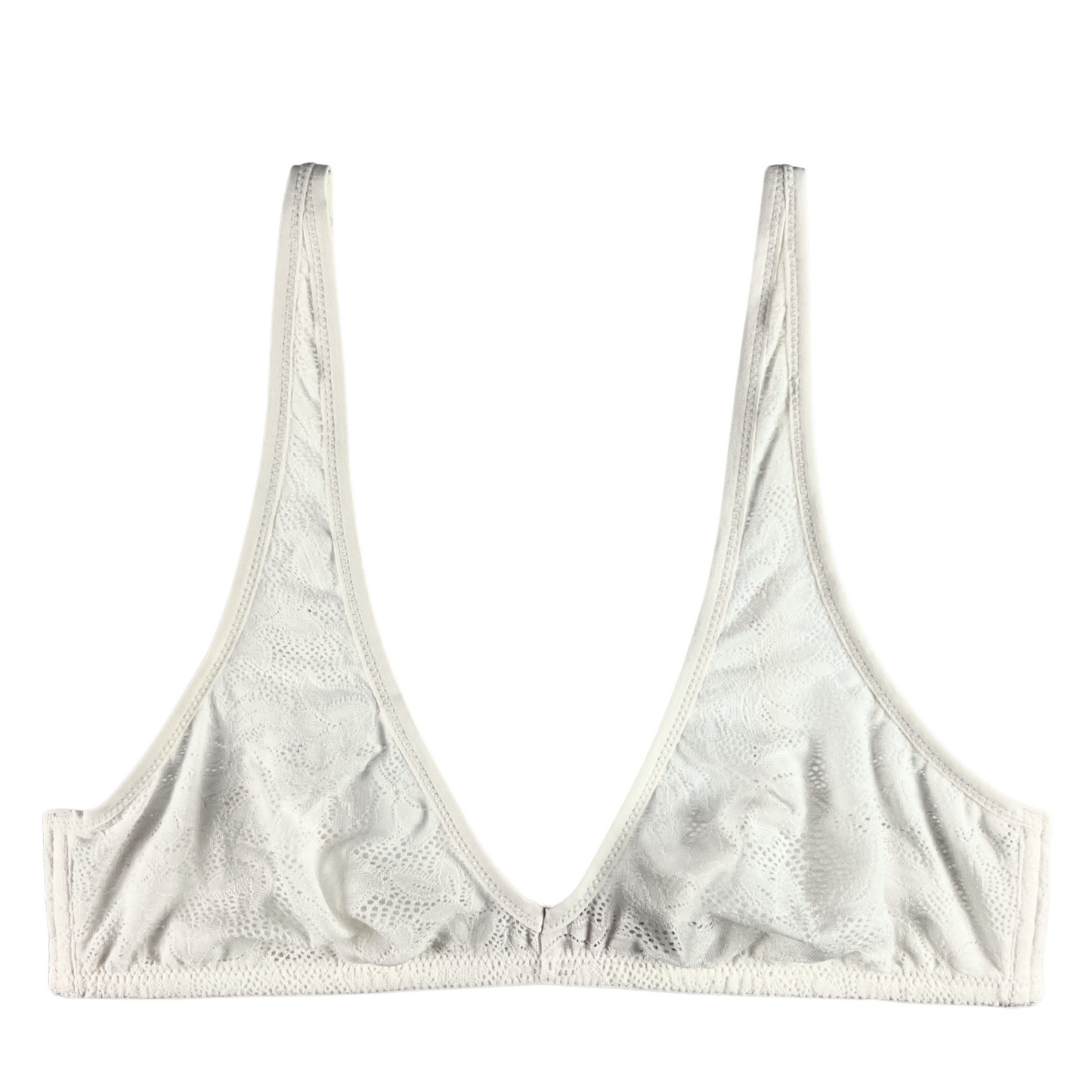 White lace bra on a white background
