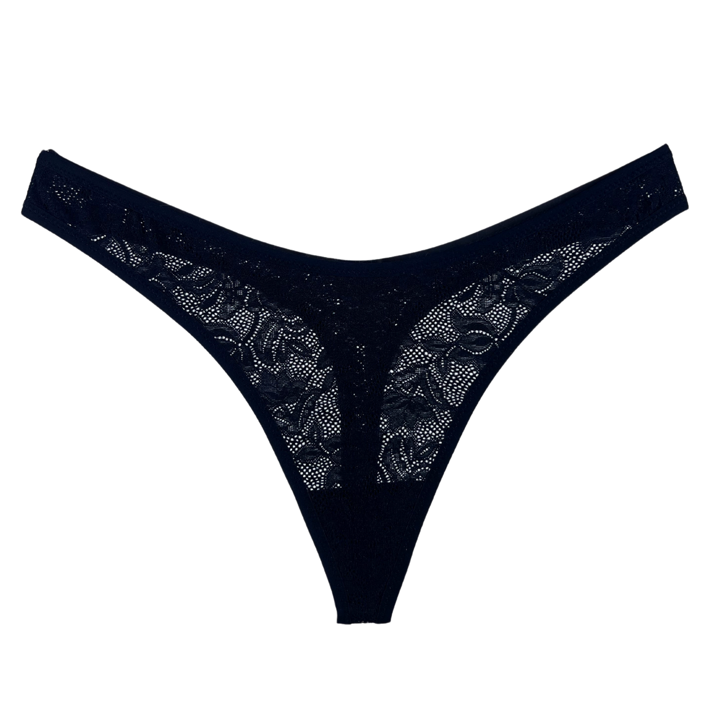 A brown Eberjey thong with soft lace fabric, mid-rise design, and a lined cotton gusset.