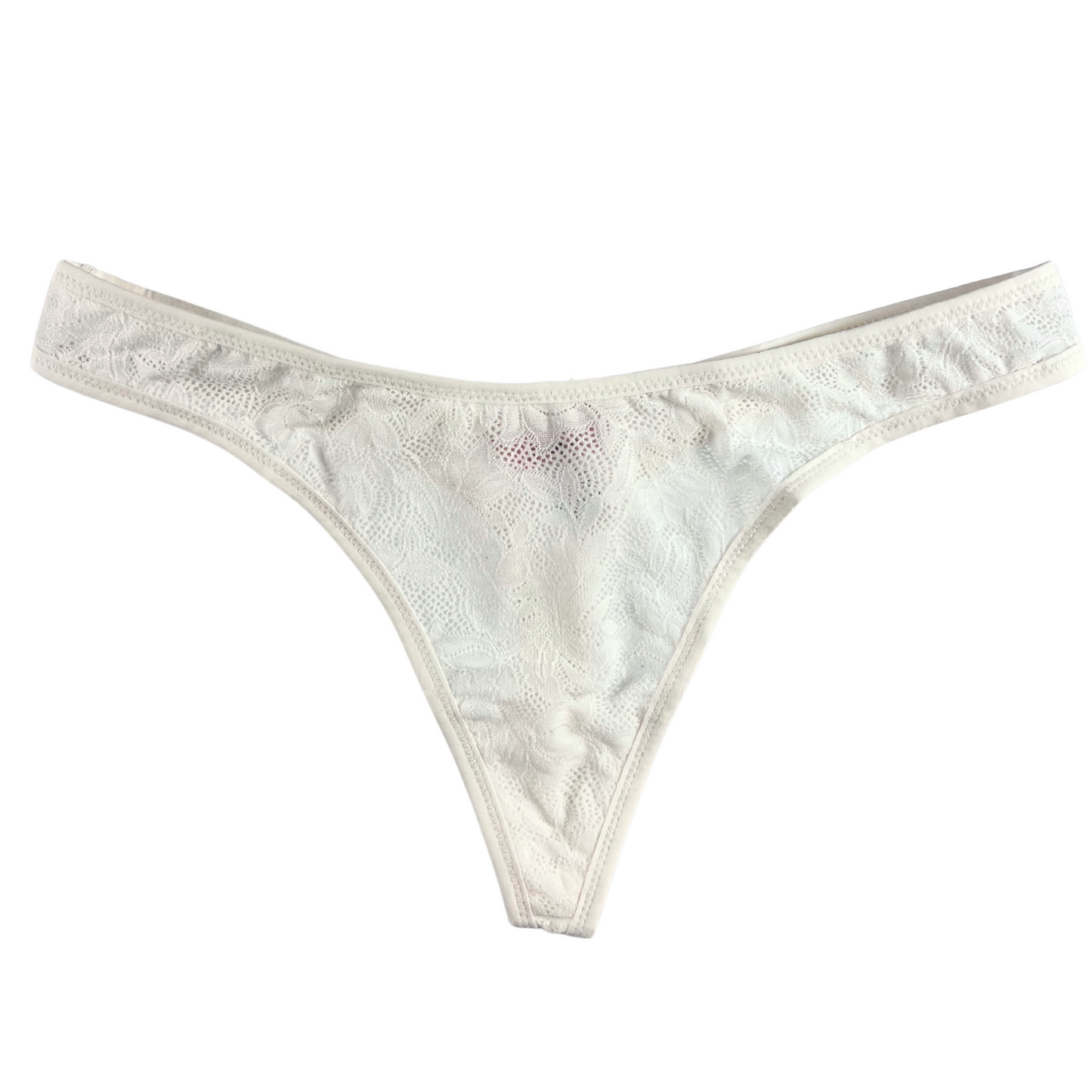 White lace thong on a white background