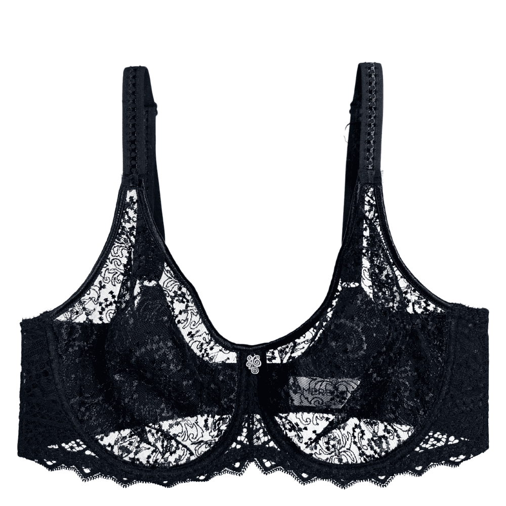 Empreinte cassiopee invisible full cup bra in black, white background.