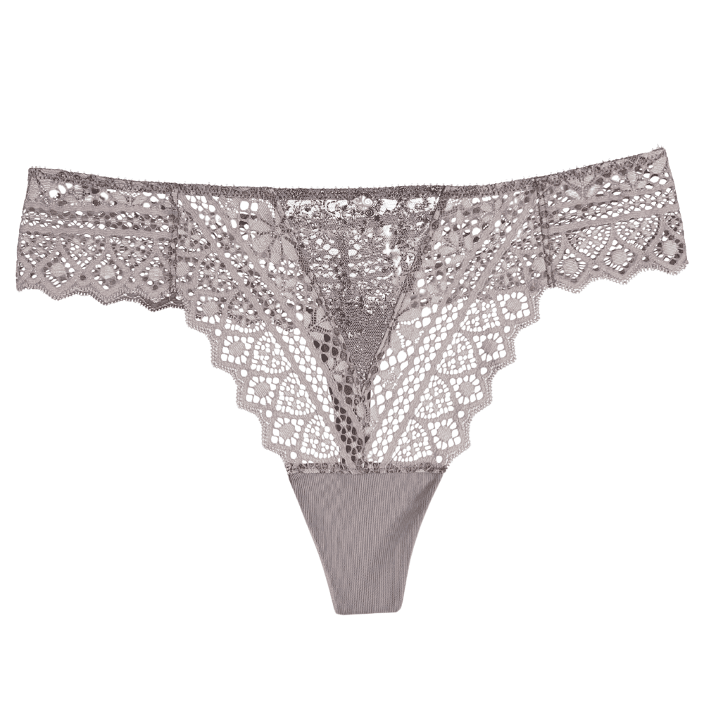 Empreinte cassiopee thong in rose sauvage, white background.