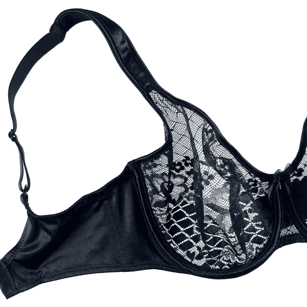 Empreinte melody underwire seamless bra in black, white background, close-up.