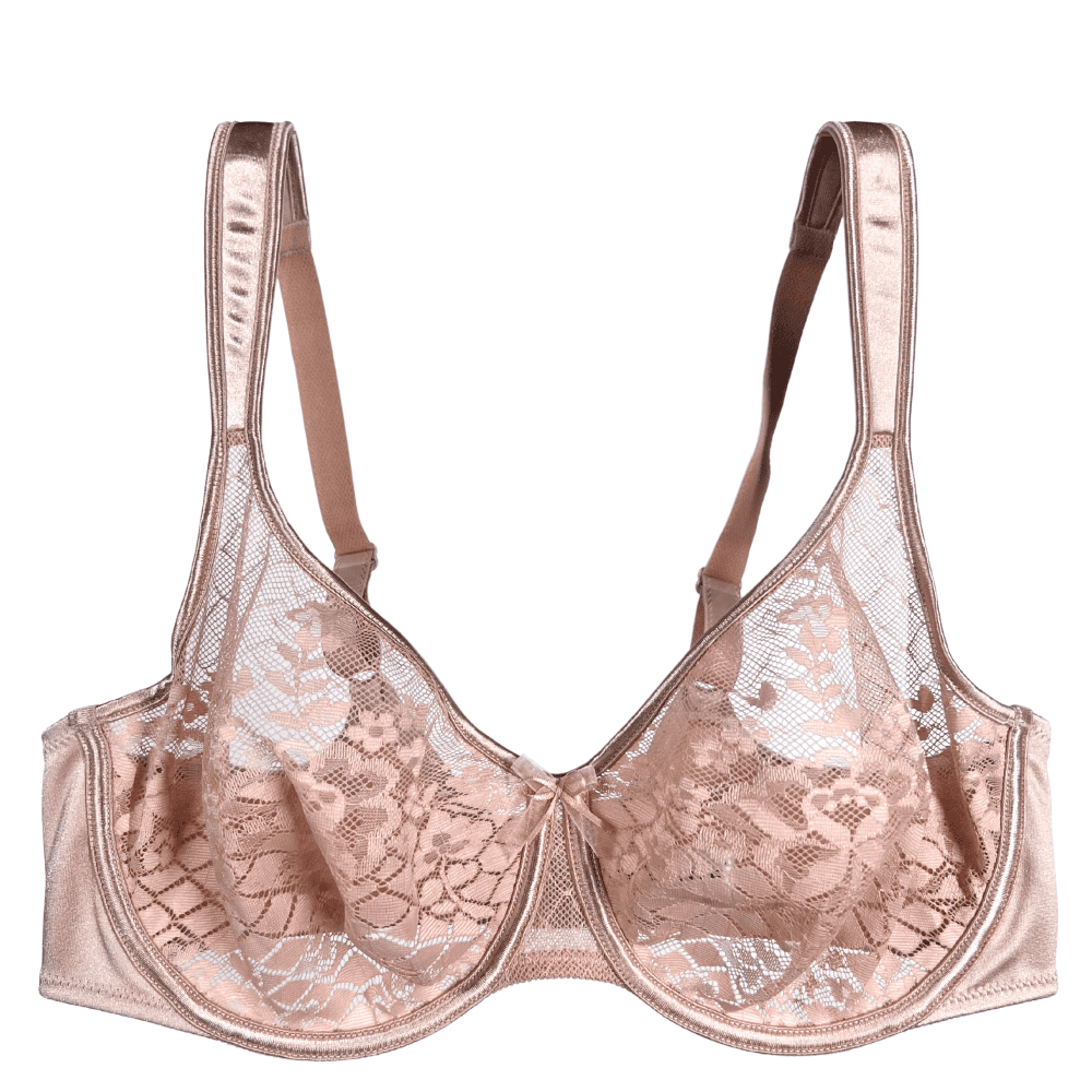 Empreinte melody underwire seamless bra in caramel, white background.