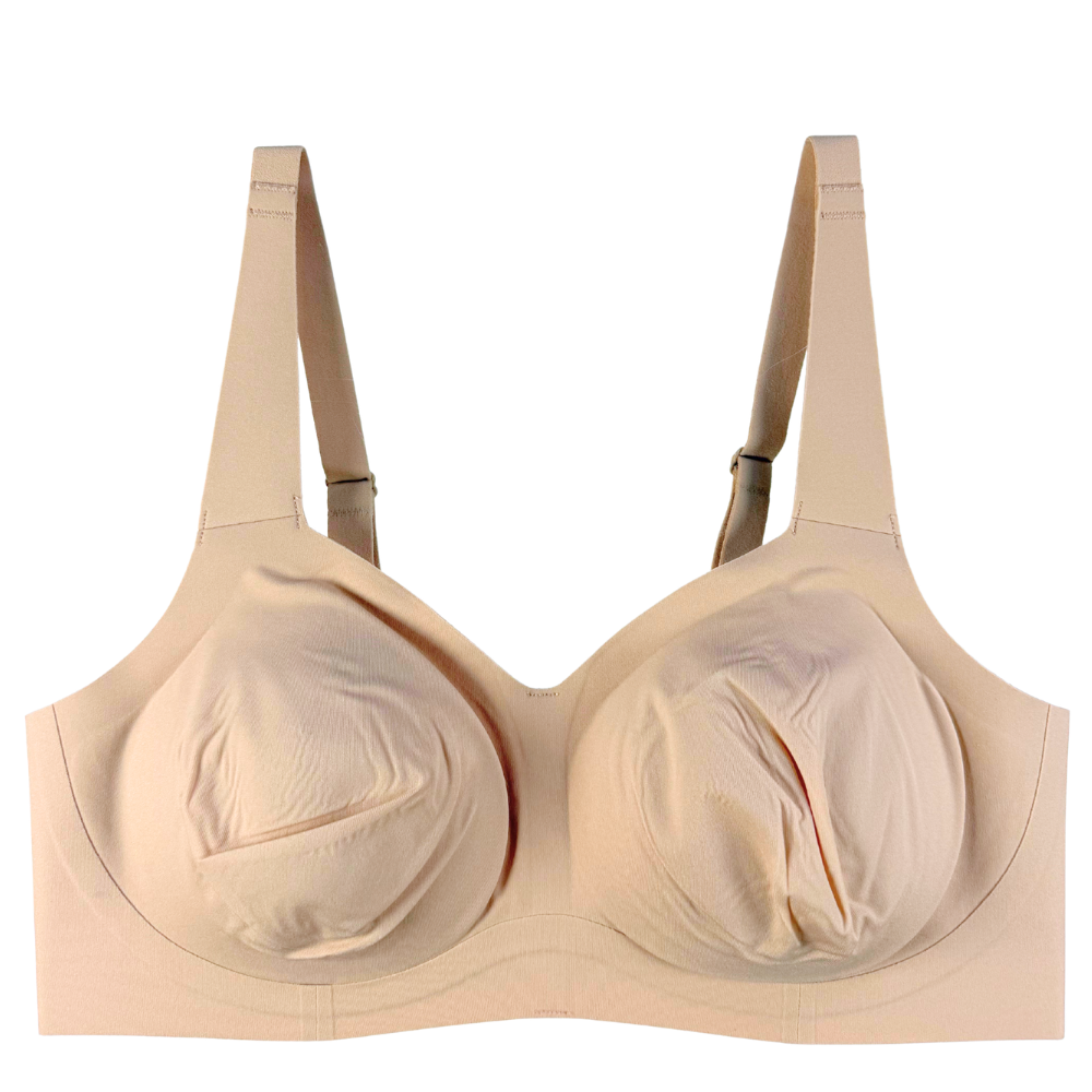 Beige bra on a white background