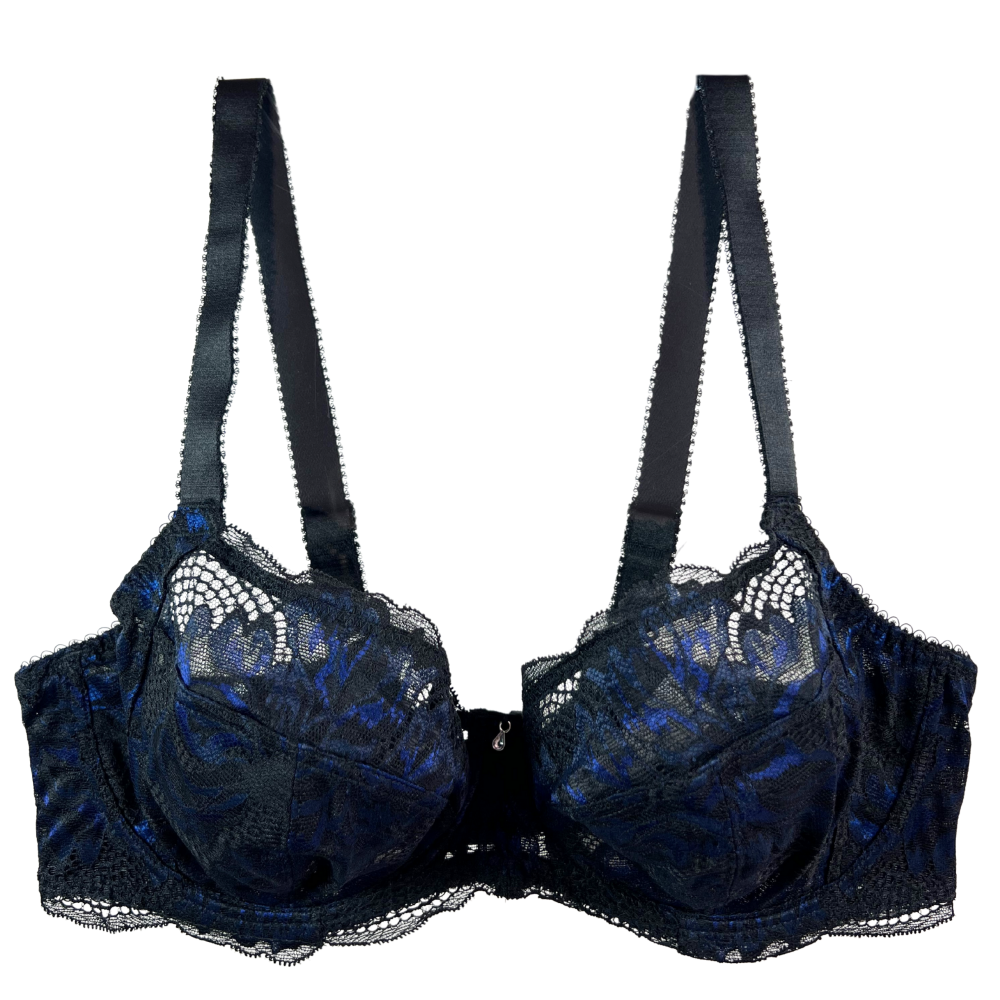 Fantasie emmaline side support bra in midnight on a white background, close-up.