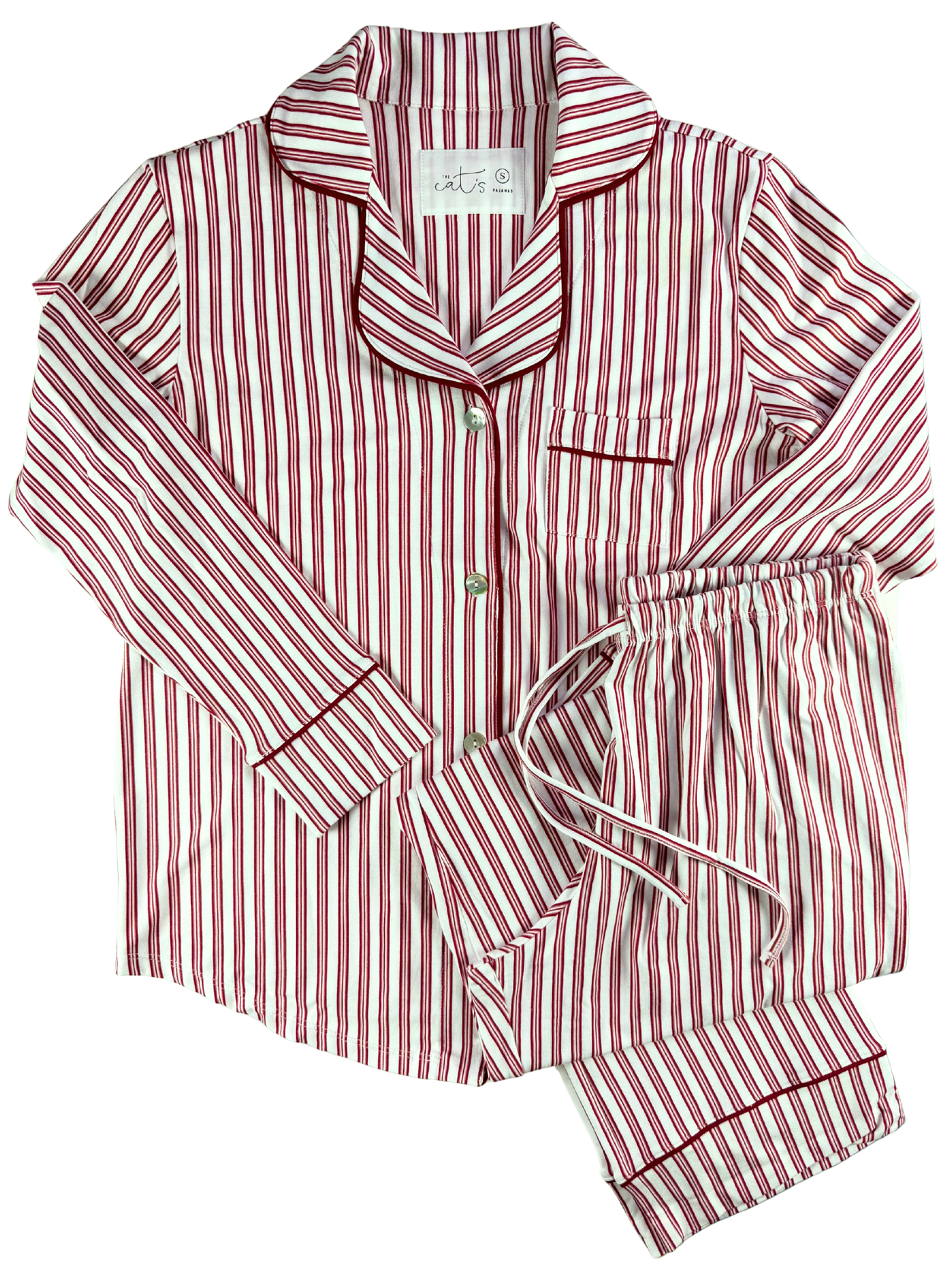The Cat's Pajamas Holiday Stripe Pima Knit Long Sleeved Pajama