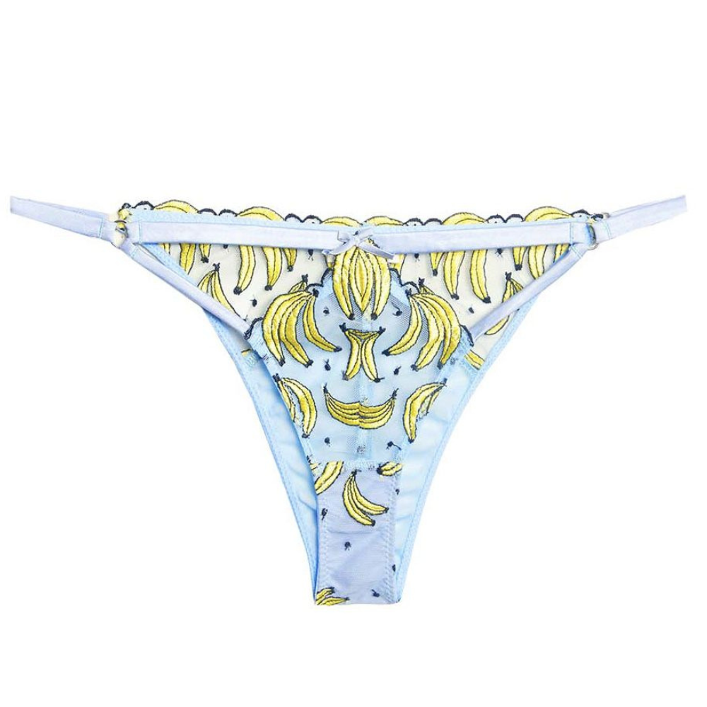 Bikini bottom with banana pattern on a white background