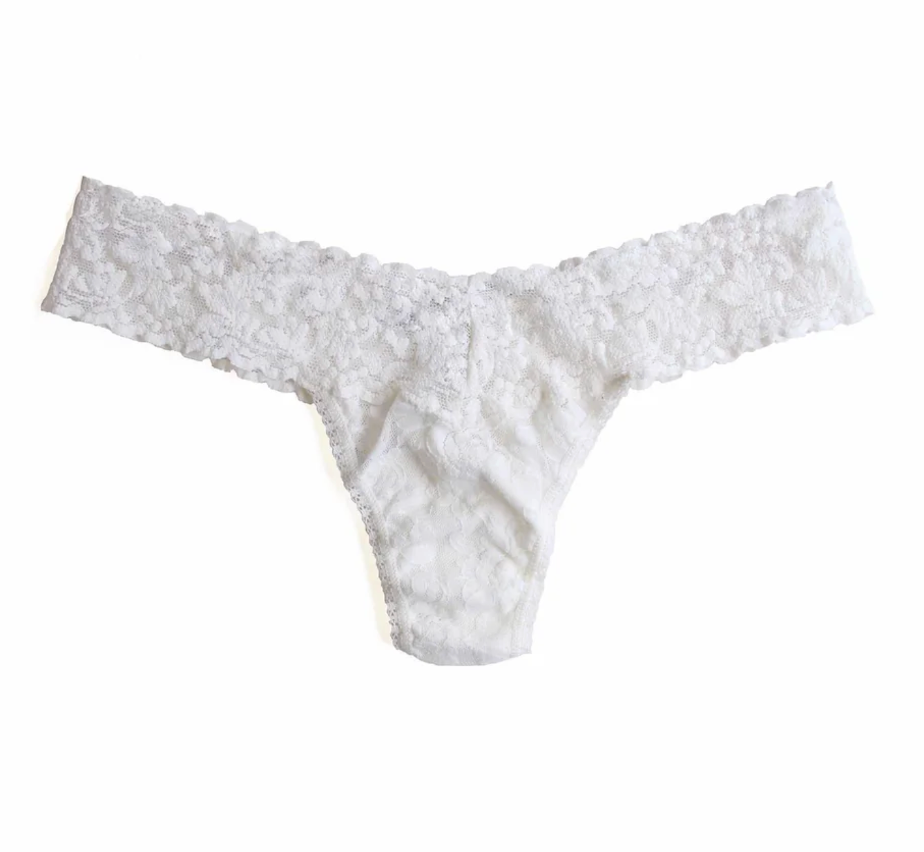 White lace thong on a white background