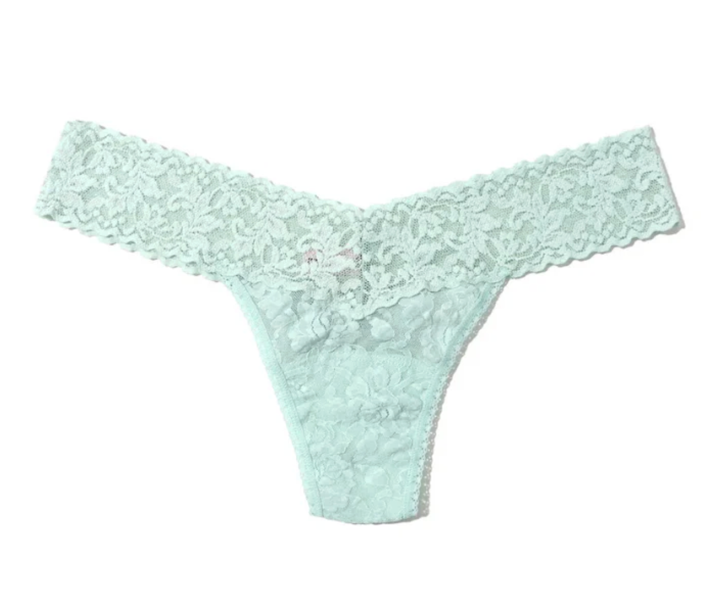 Light blue lace thong on a white background