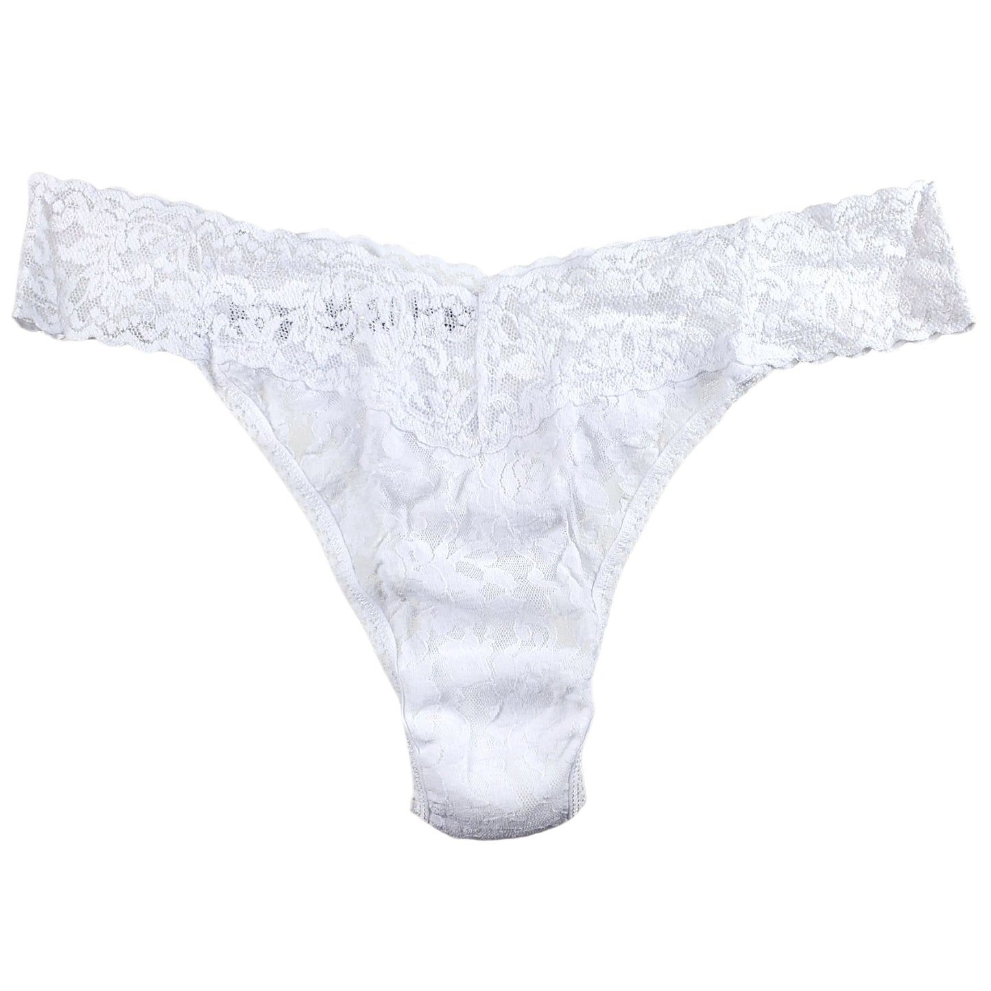 A floral patterned Hanky Panky Signature Lace Original Rise Thong underwear.