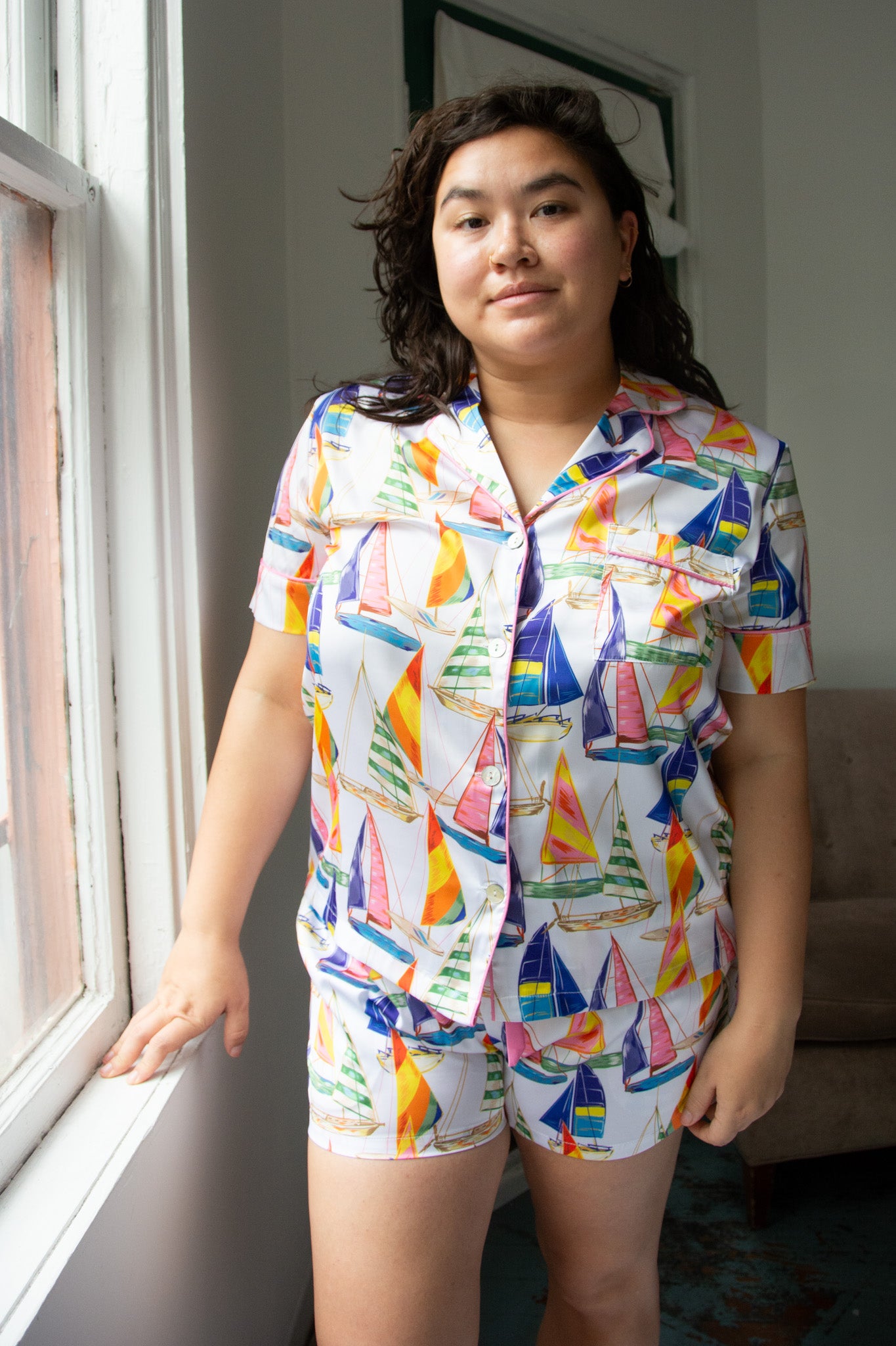 Kilo Brava Satin Sail Away Short PJ Set