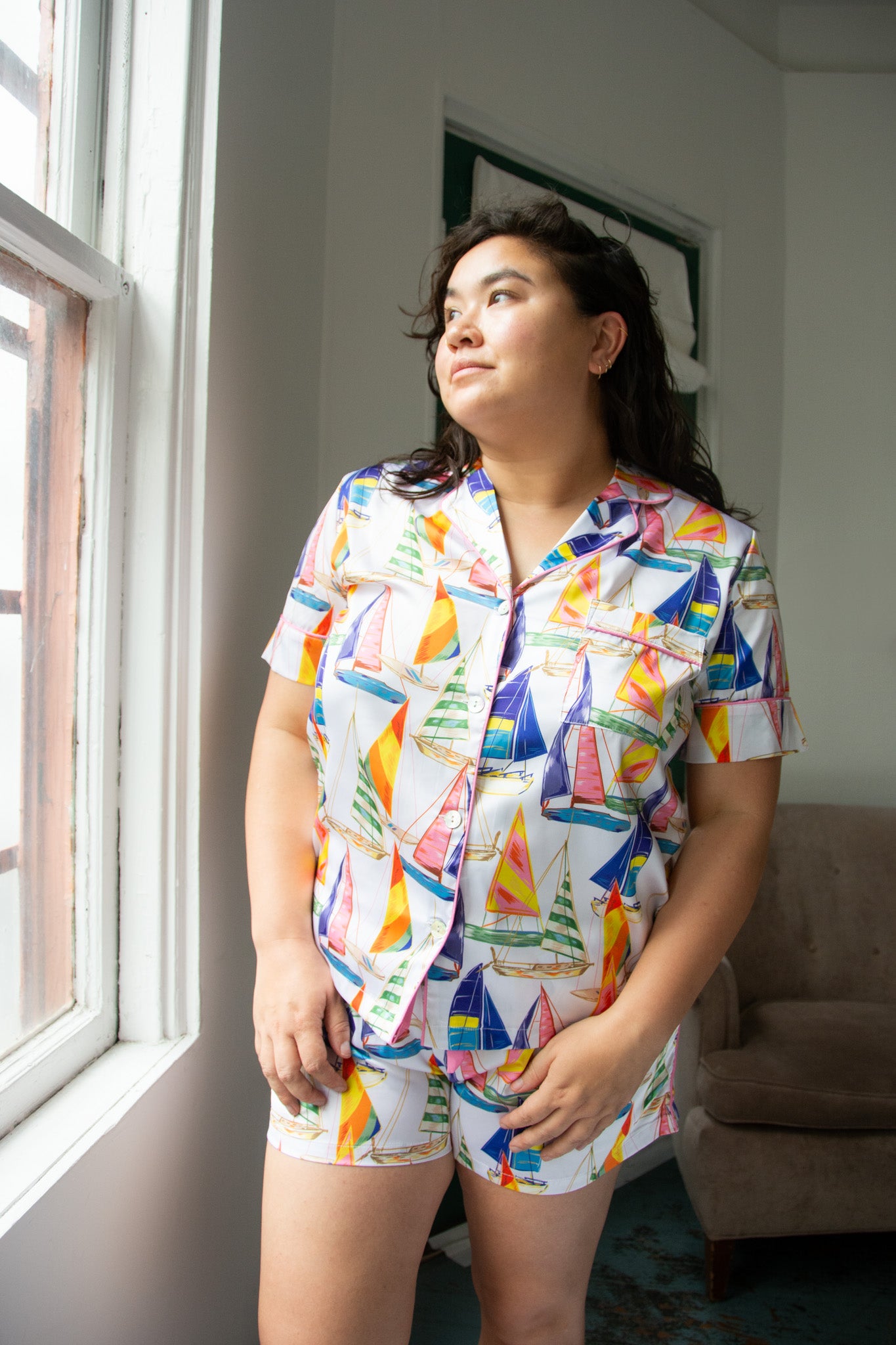 Kilo Brava Satin Sail Away Short PJ Set