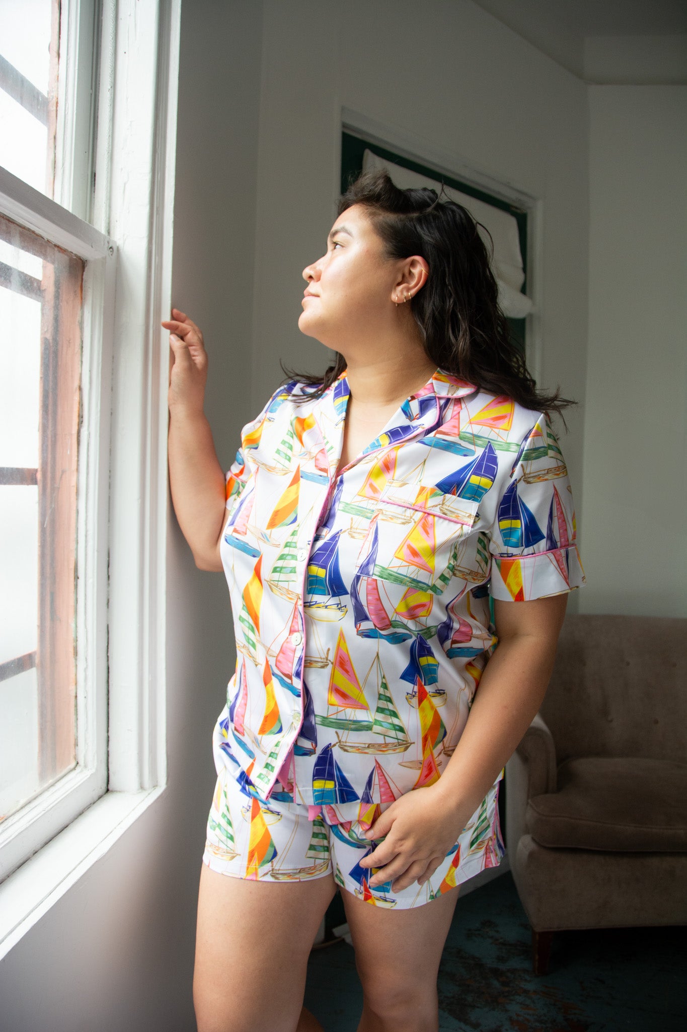 Kilo Brava Satin Sail Away Short PJ Set