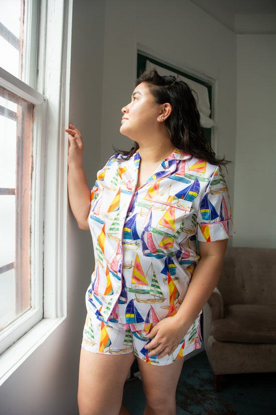 Kilo Brava Satin Sail Away Short PJ Set