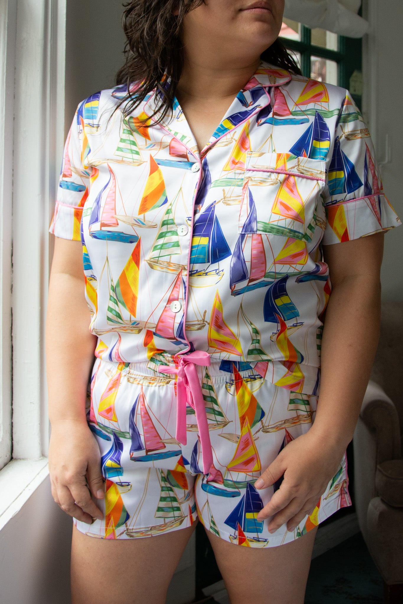 Kilo Brava Satin Sail Away Short PJ Set