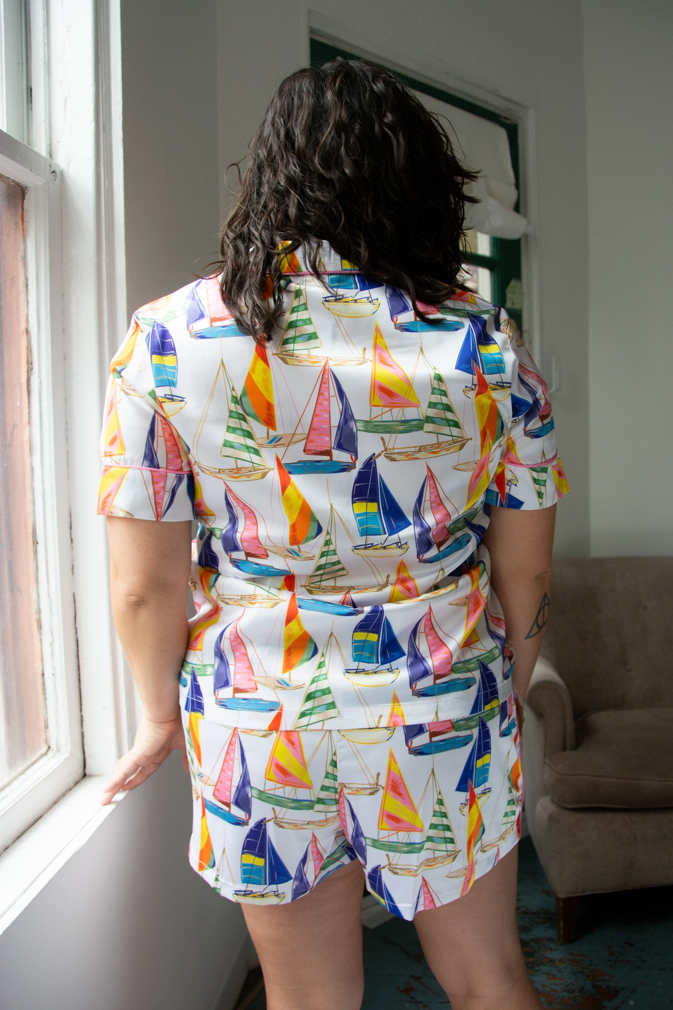 Kilo Brava Satin Sail Away Short PJ Set