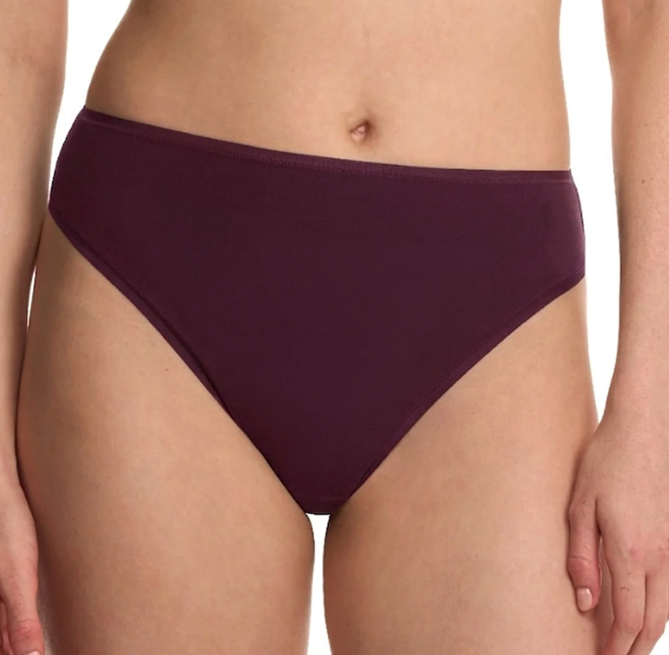 purple underwear on model