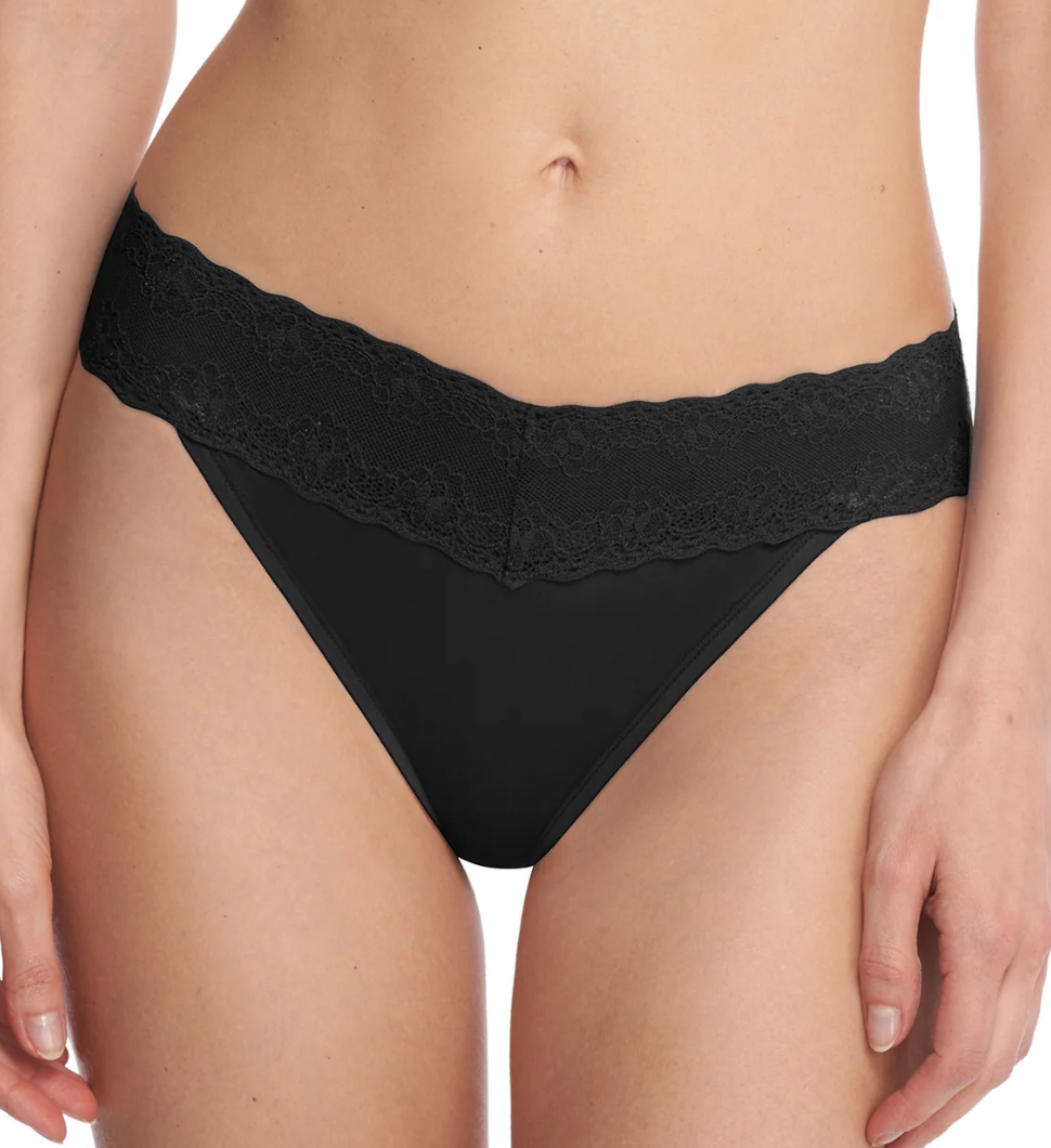 black thong on model front