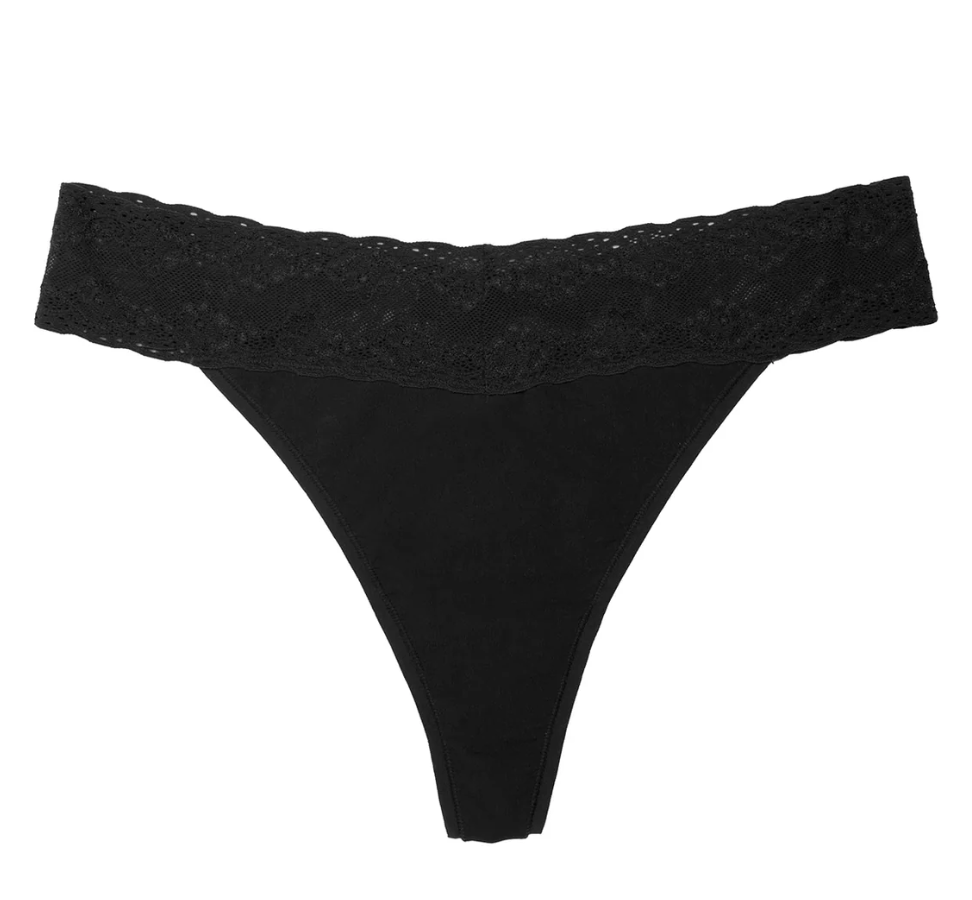 black thong on white