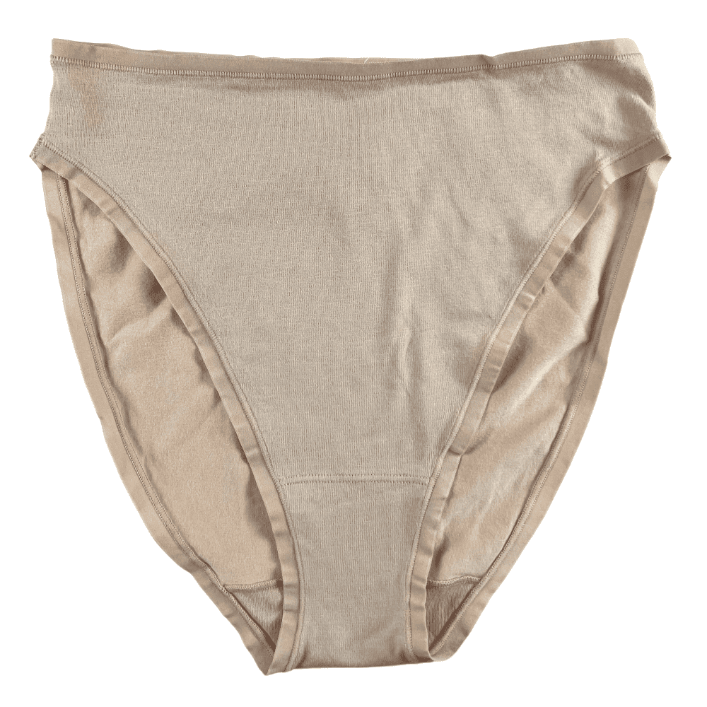 Natori bliss bare cotton high cut brief in cafe, front close-up on a white background.