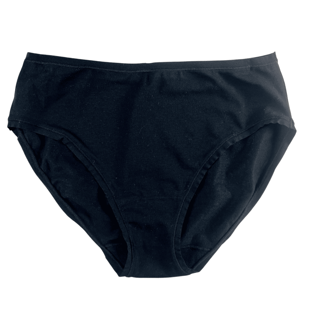 Natori bliss bare cotton hipster in black, front close-up on a white background.