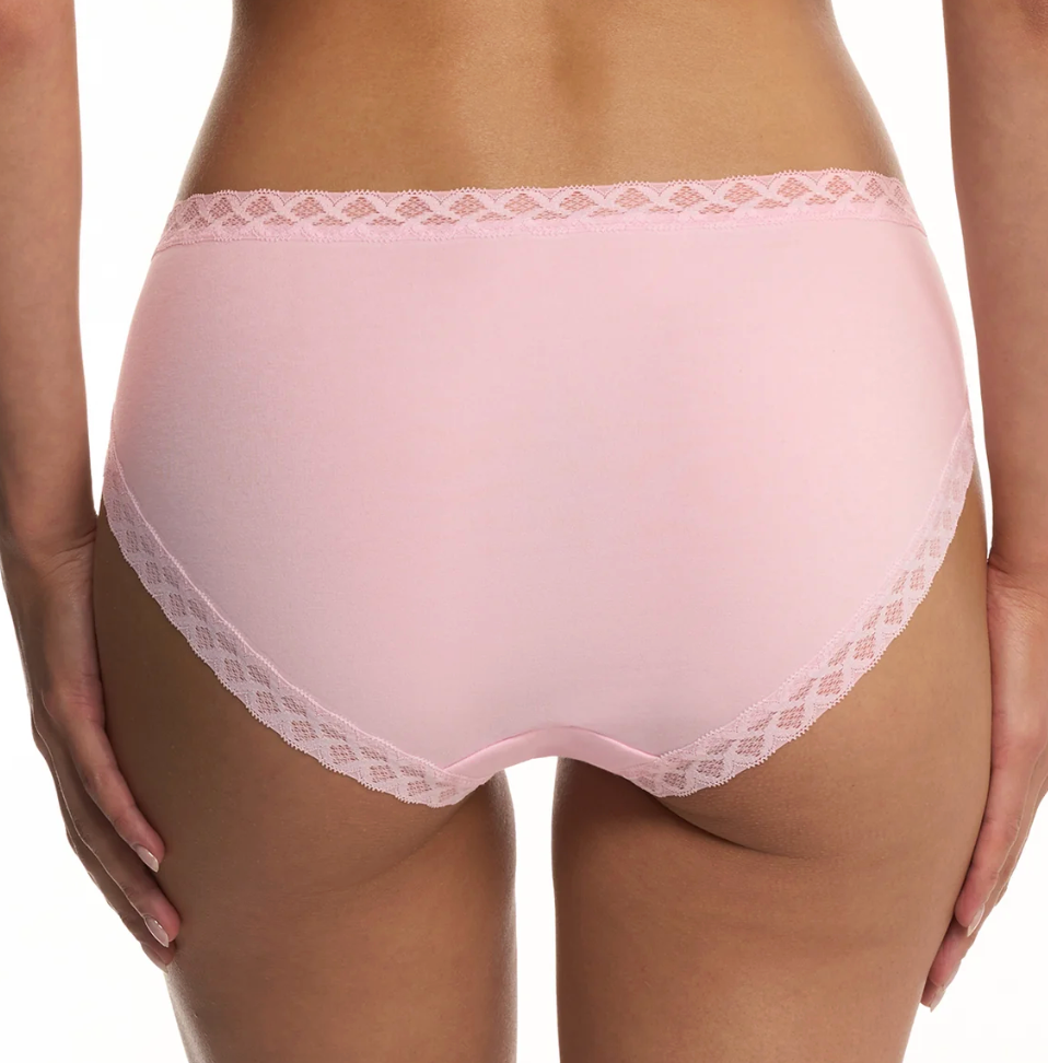 pink underwear on model back