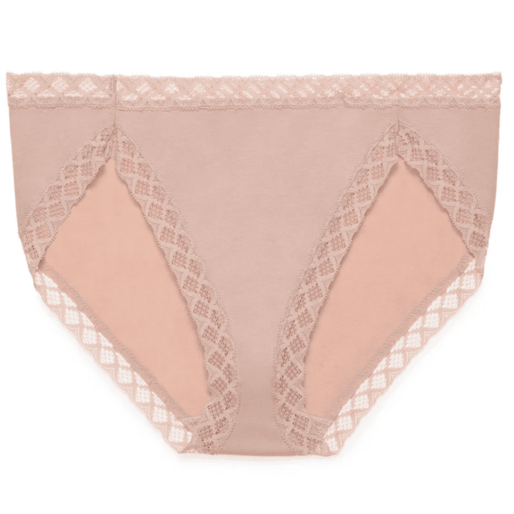 Natori bliss french cut brief in rose beige, front close-up on a white background.
