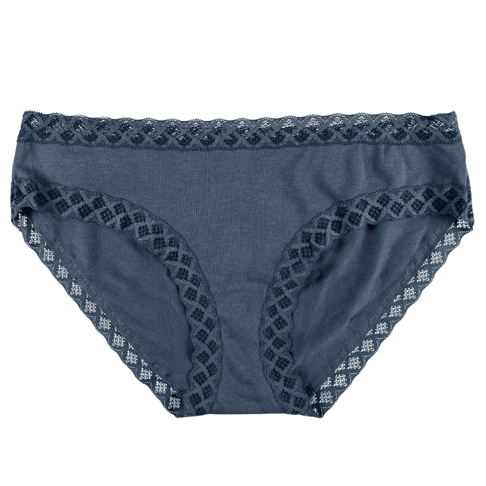 Natori Bliss girl brief in ash navy, front view on a white background, close-up.