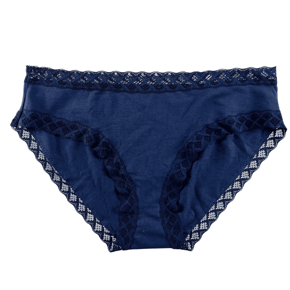 Natori Bliss girl brief in midnight, front view on a white background, close-up.