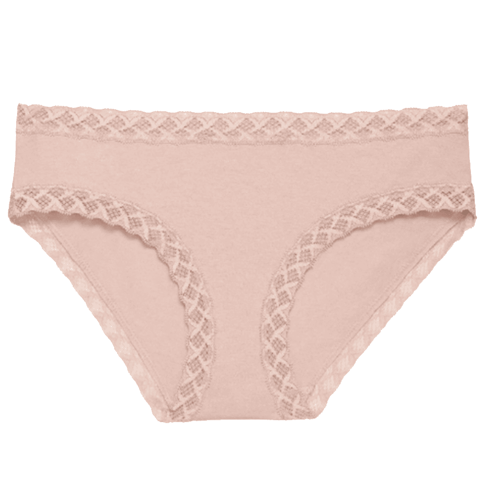 Natori Bliss girl brief in rose beige, front view on a white background, close-up.