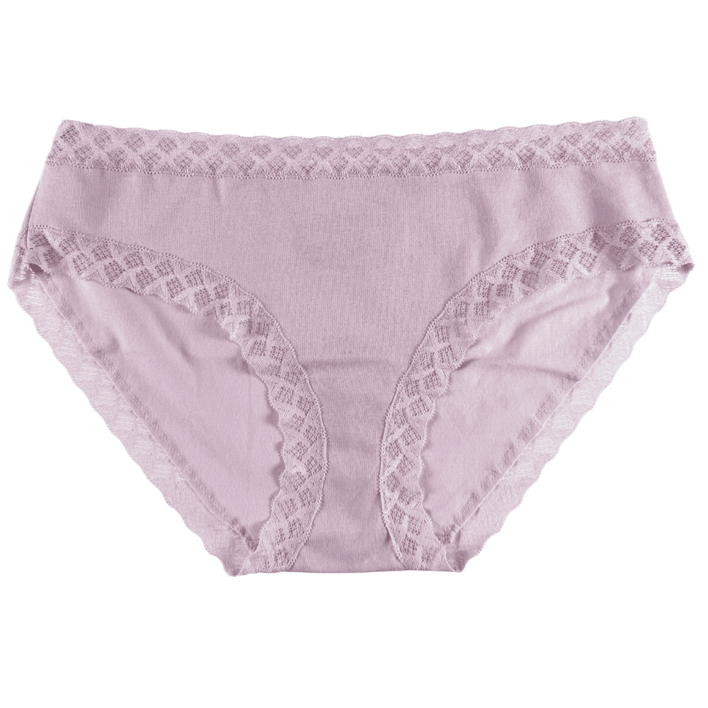 Natori Bliss girl brief in soft mulberry, front view on a white background, close-up.