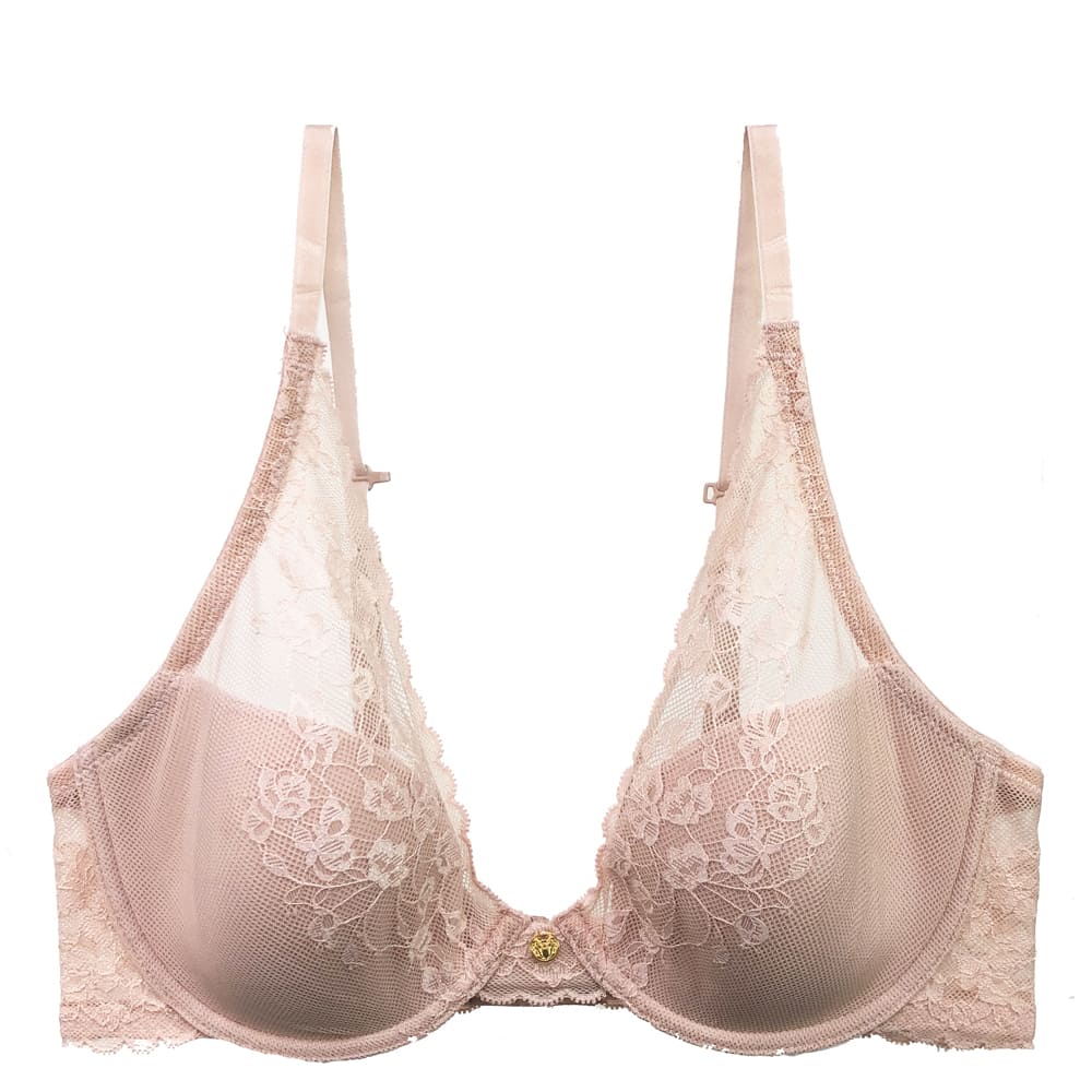 Natori Cherry Blossom convertible bra in cameo rose, close-up front view on a white background.