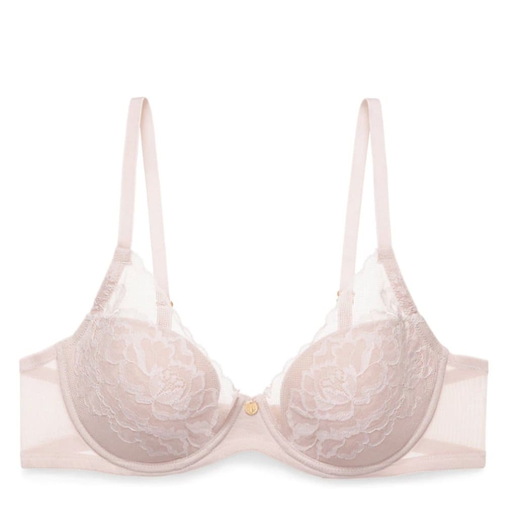 Natori Flora underwire contour bra in cameo rose, close-up front view on a white background.