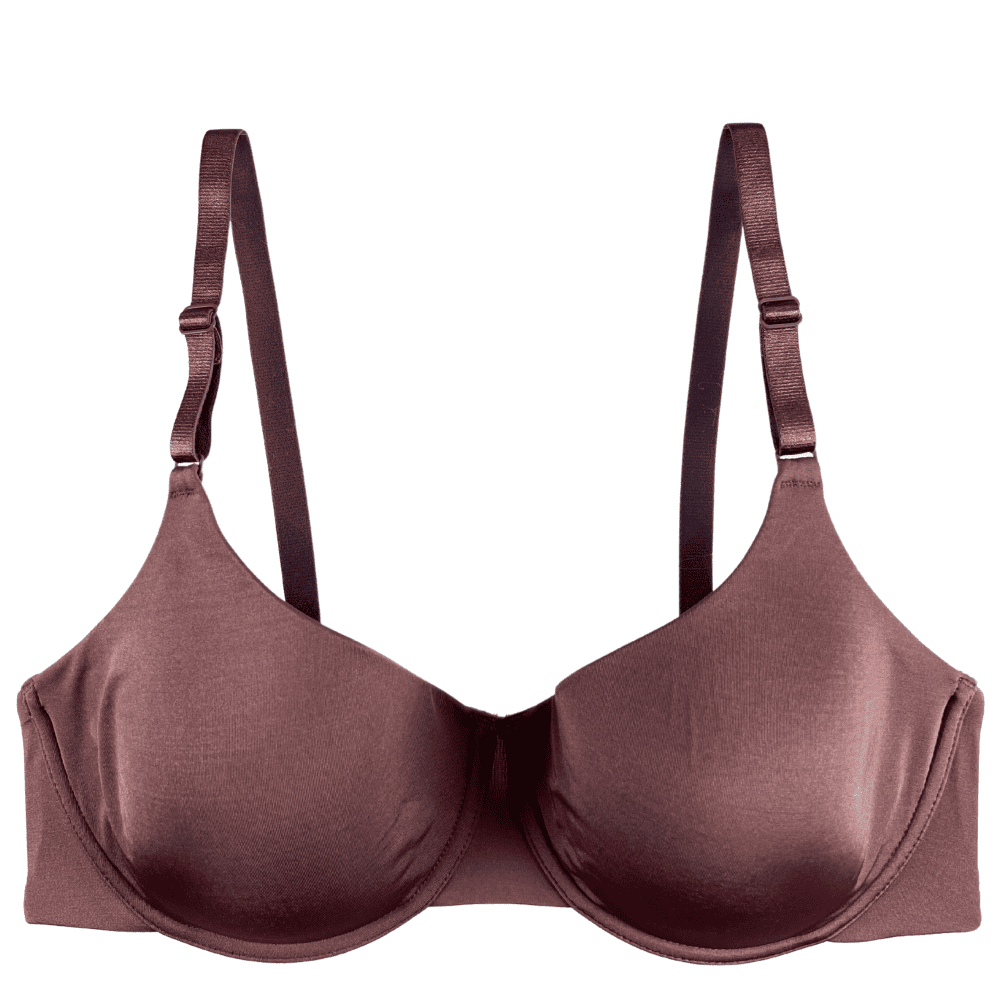 Natori Liquid full fit contour underwire bra in light nutmeg, close-up front view on a white background.