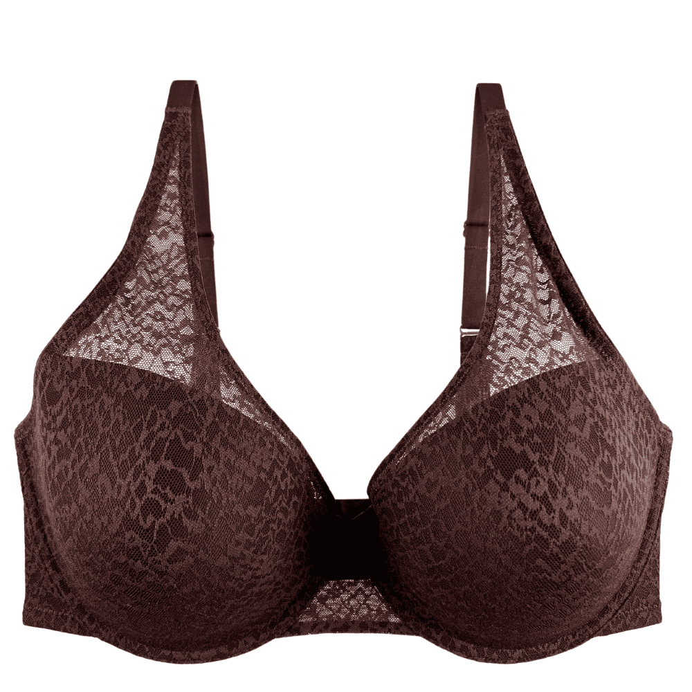 Natori pretty smooth full fit contour underwire bra in java, close-up front view on a white background.